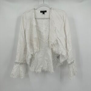 INC International Concepts Women Top Size S Boho Linen Lace Romantic Cottagecore